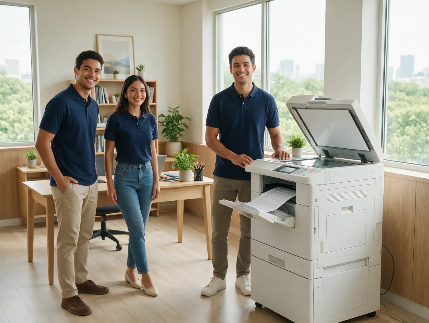 Equipo de ByOS junto a un equipo multifuncional